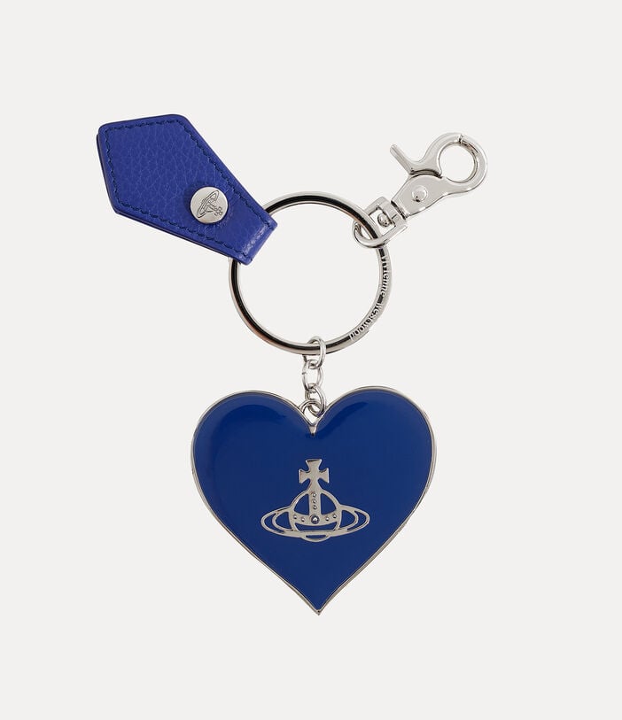 Vivienne Westwood GRAIN LEATHER MIRROR HEART ORB KEYRING